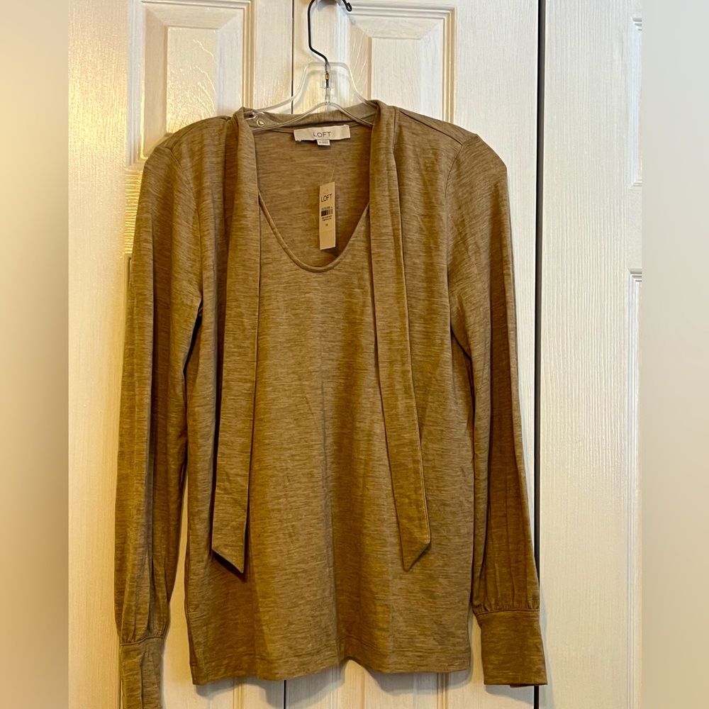 LOFT long sleeve tan shirt
